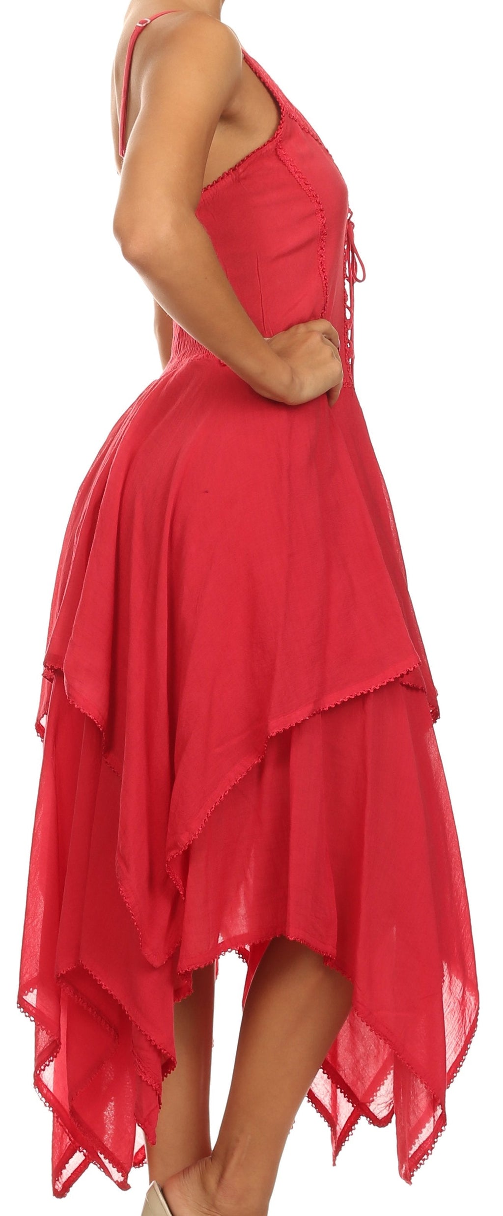 Sakkas Lady Mary Jacquard Corset Style Bodice Lightweight Handkerchief Hem Dress