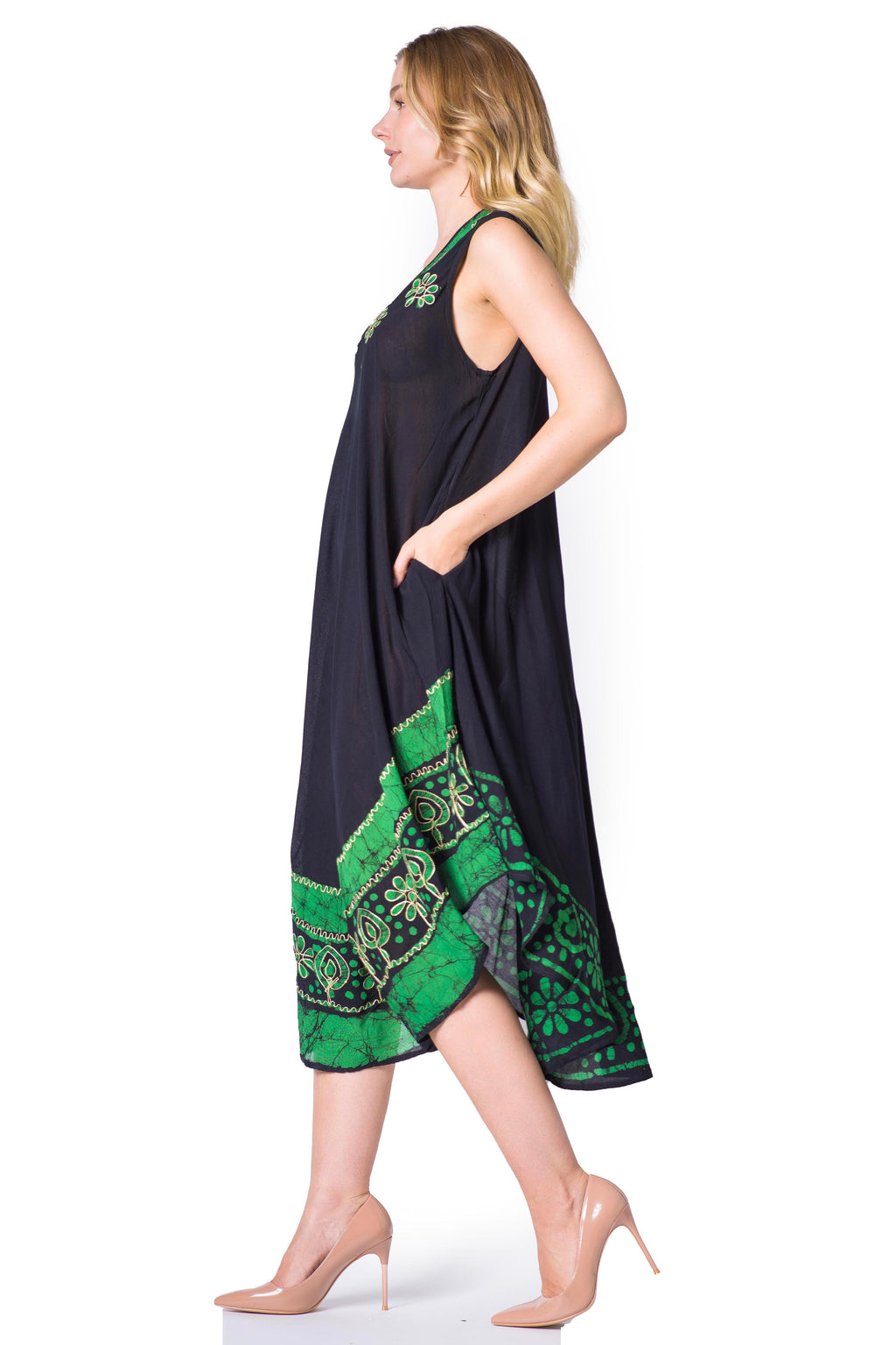 Sakkas Batik Flower Caftan Tank Dress / Cover Up