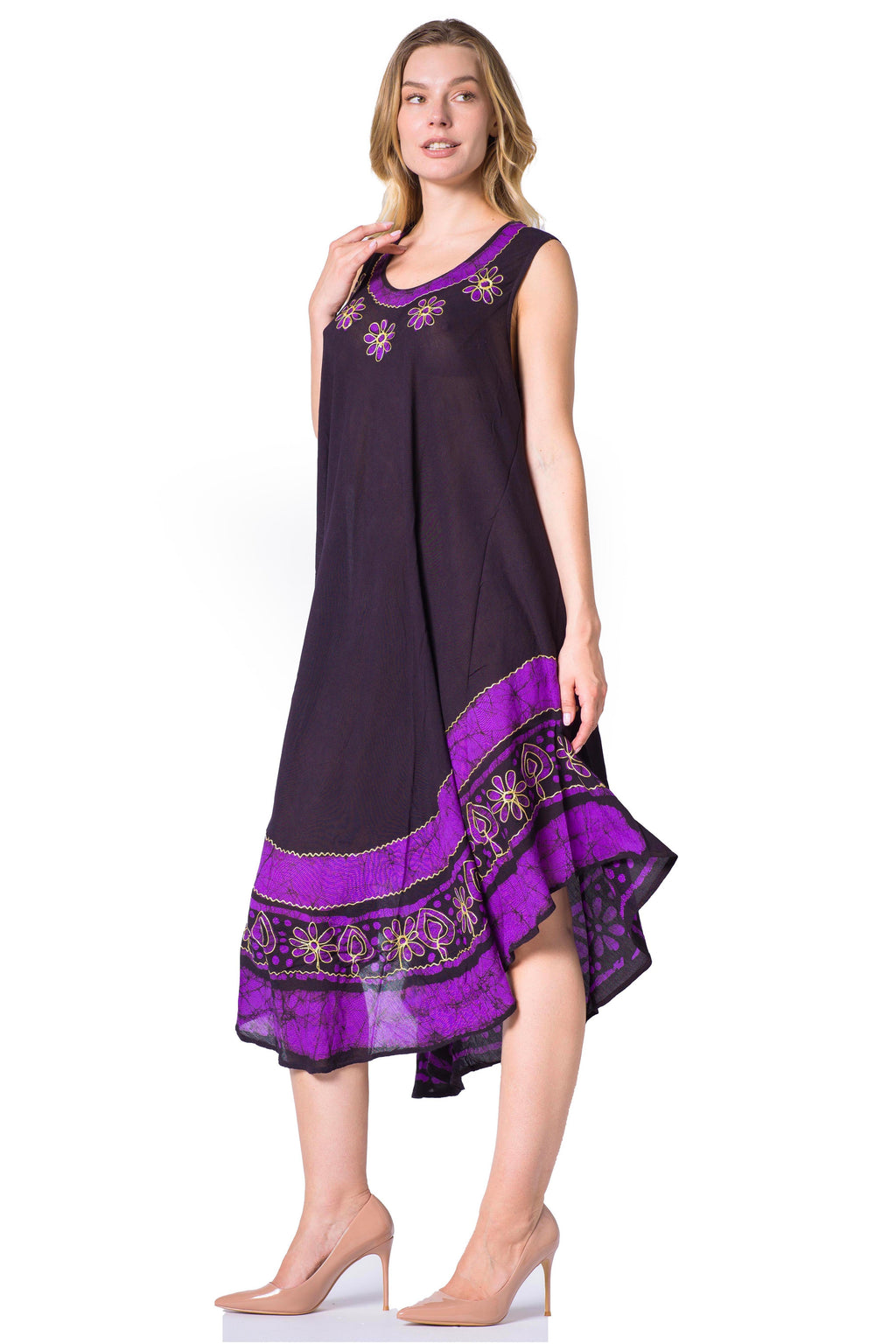 Sakkas Batik Flower Caftan Tank Dress / Cover Up
