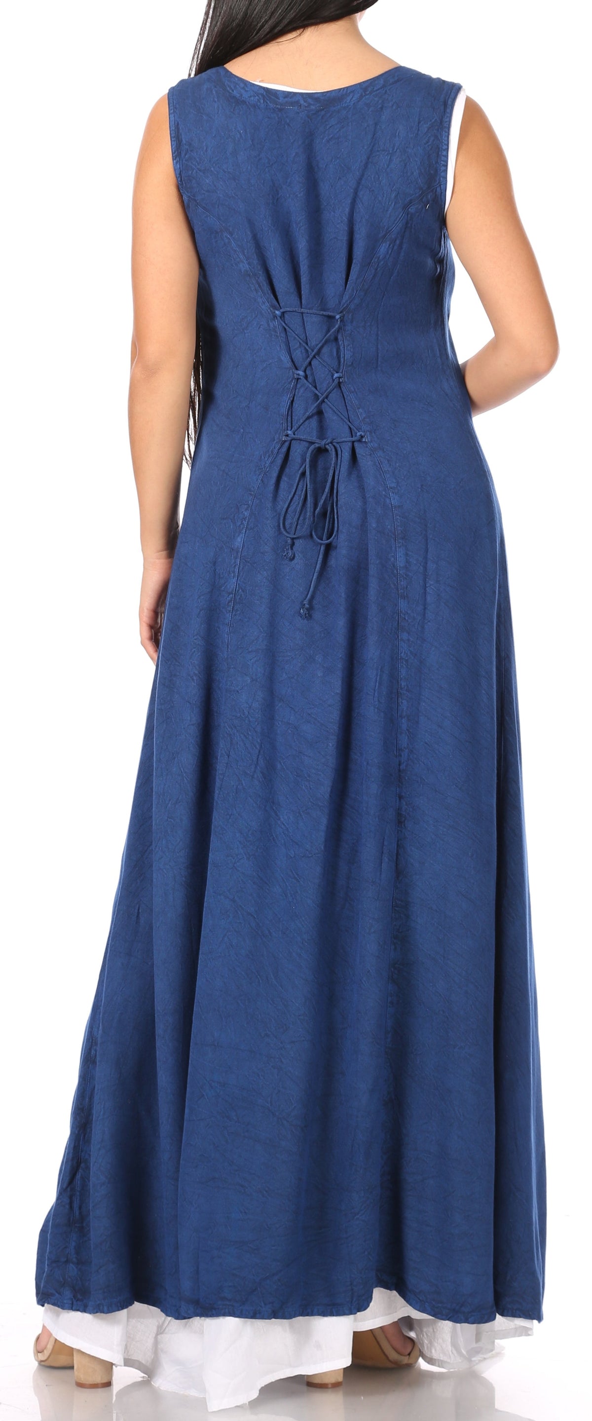 Sakkas Riva Women's Sleeveless Chemise + Over Dress Medieval Celtic Renaissance