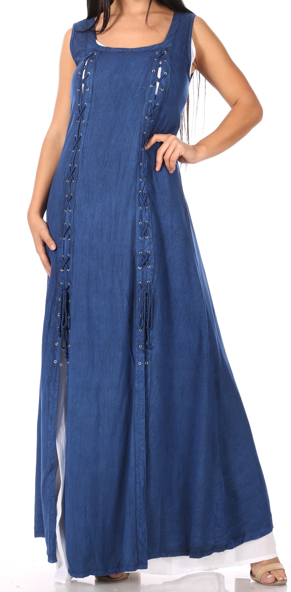 Sakkas Riva Women's Sleeveless Chemise + Over Dress Medieval Celtic Renaissance
