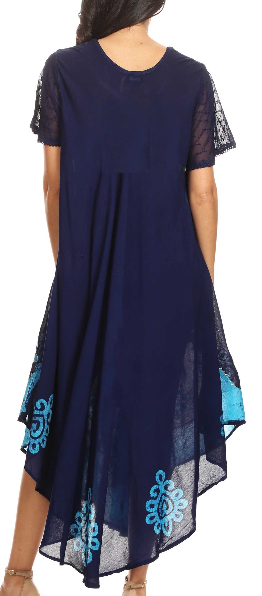 Sakkas Batik Hindi Cap Sleeve Caftan Dress / Cover Up