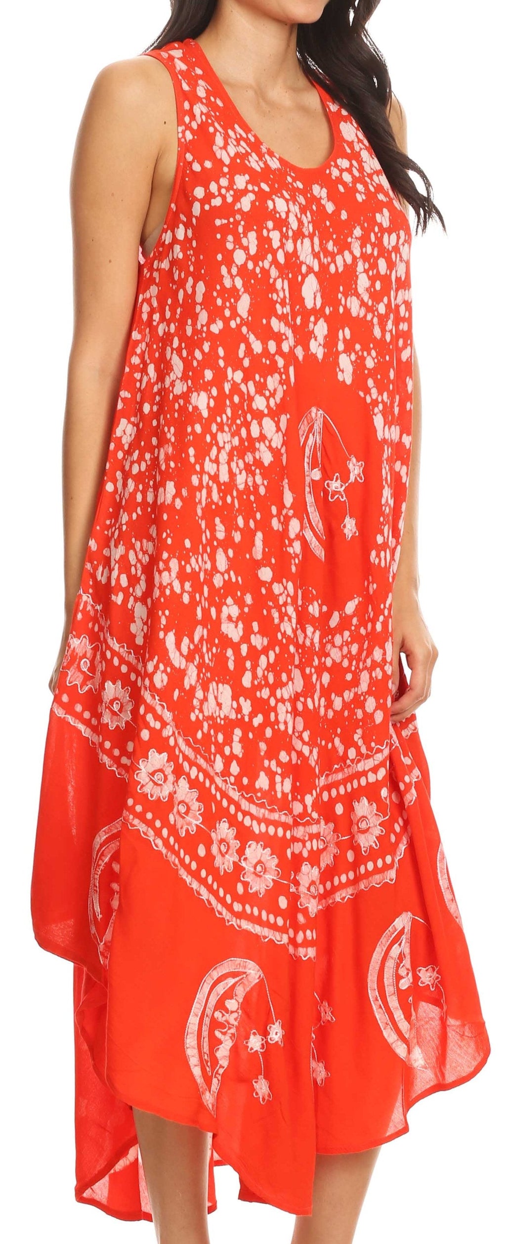 Sakkas Moon and Stars Batik Caftan Tank Dress / Cover Up
