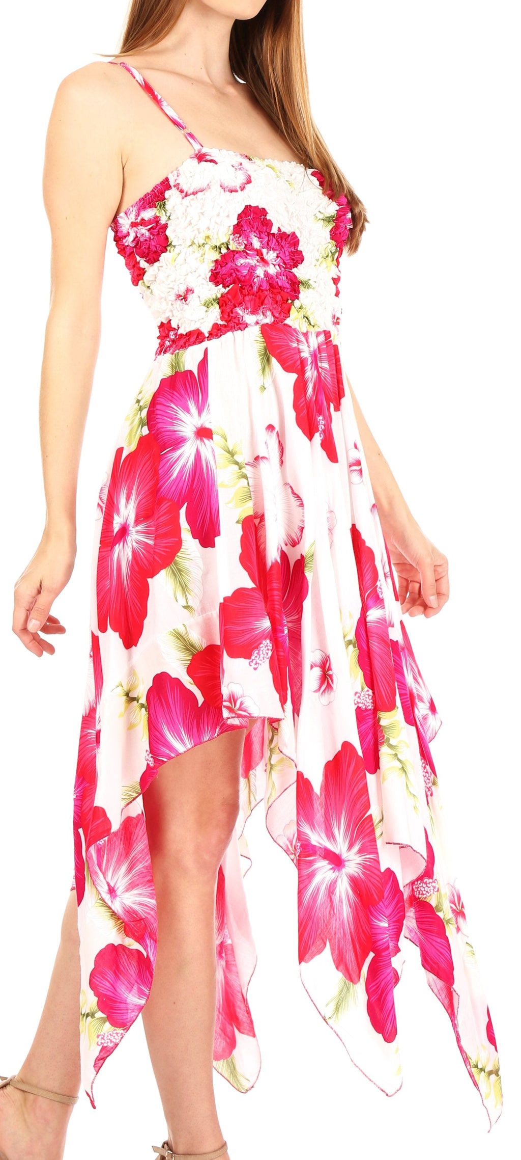 Sakkas Hamisi Women's Tube Spaghetti Strap Floral Print Summer Casual Short Dress