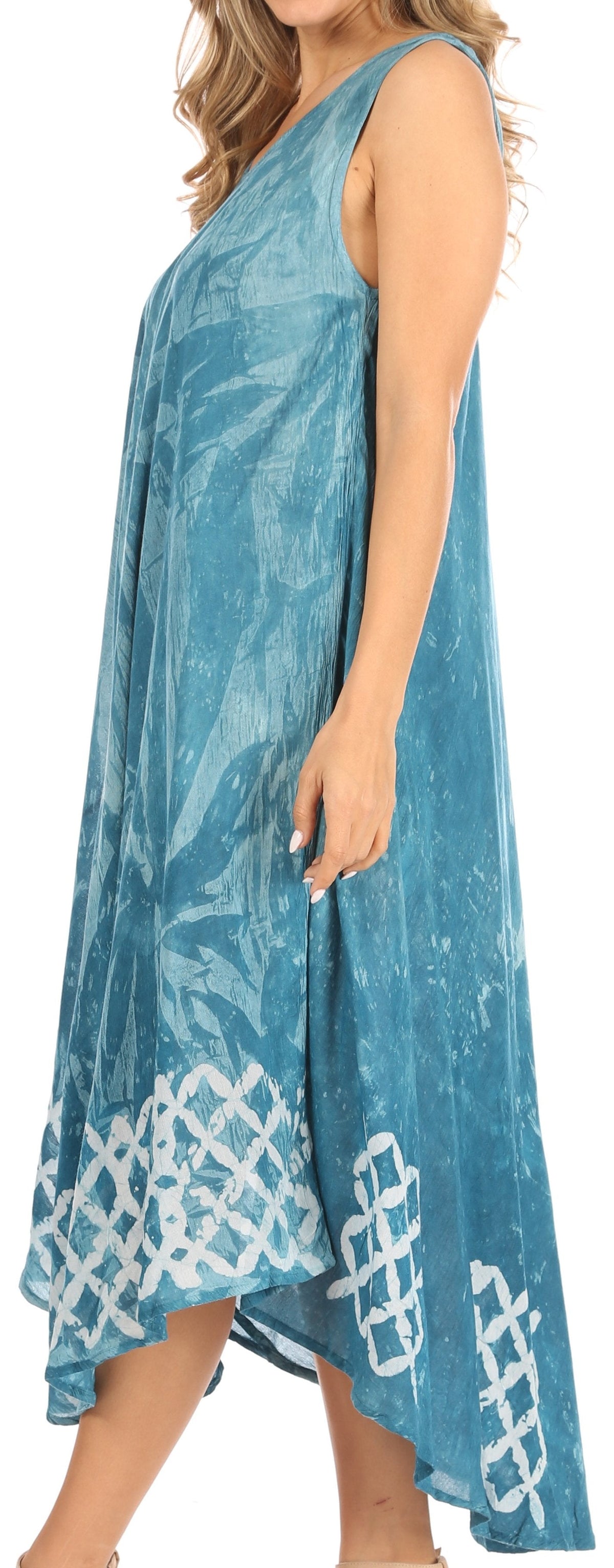 Sakkas Arema Women's Casual Summer Sleeveless Caftan Maxi Tent Dress Batik Loose