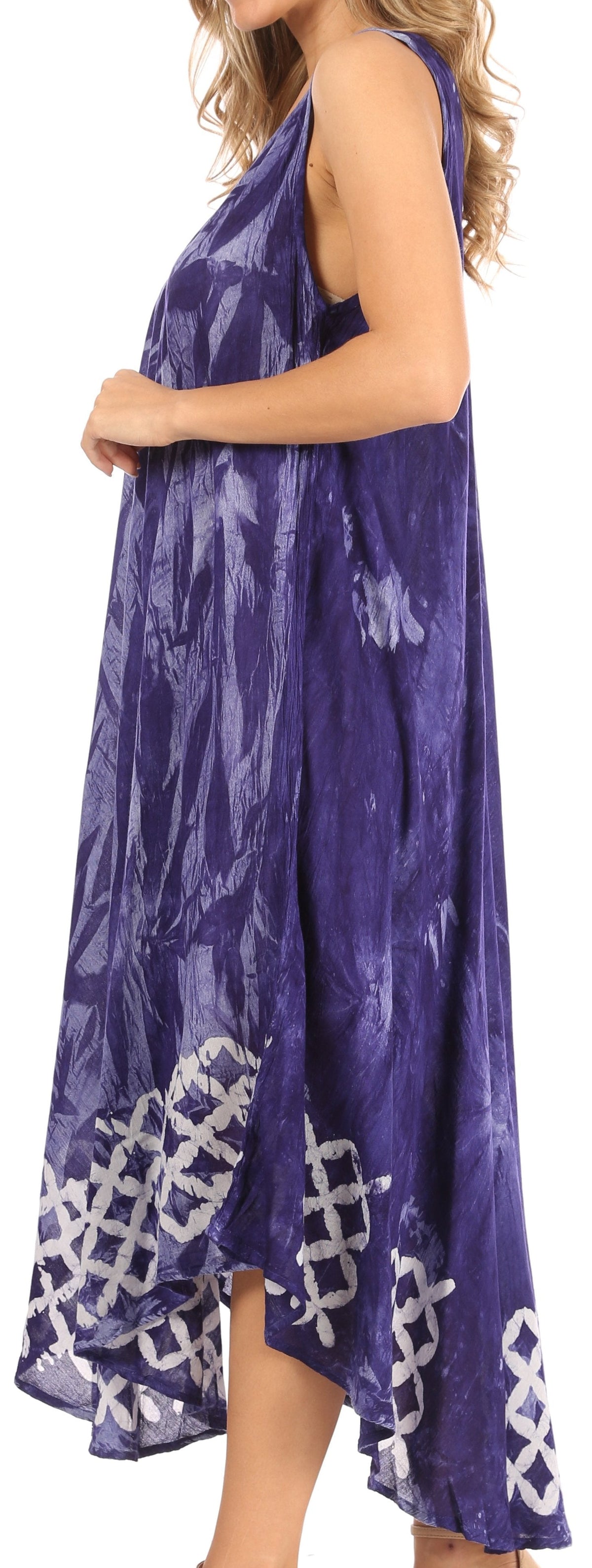 Sakkas Arema Women's Casual Summer Sleeveless Caftan Maxi Tent Dress Batik Loose