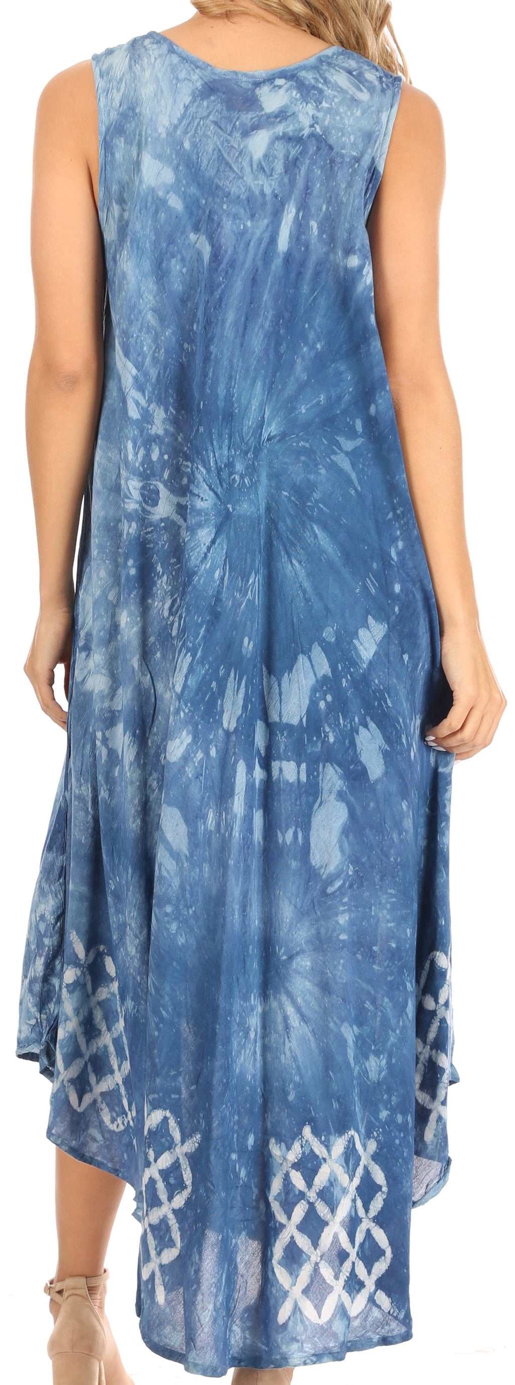 Sakkas Arema Women's Casual Summer Sleeveless Caftan Maxi Tent Dress Batik Loose