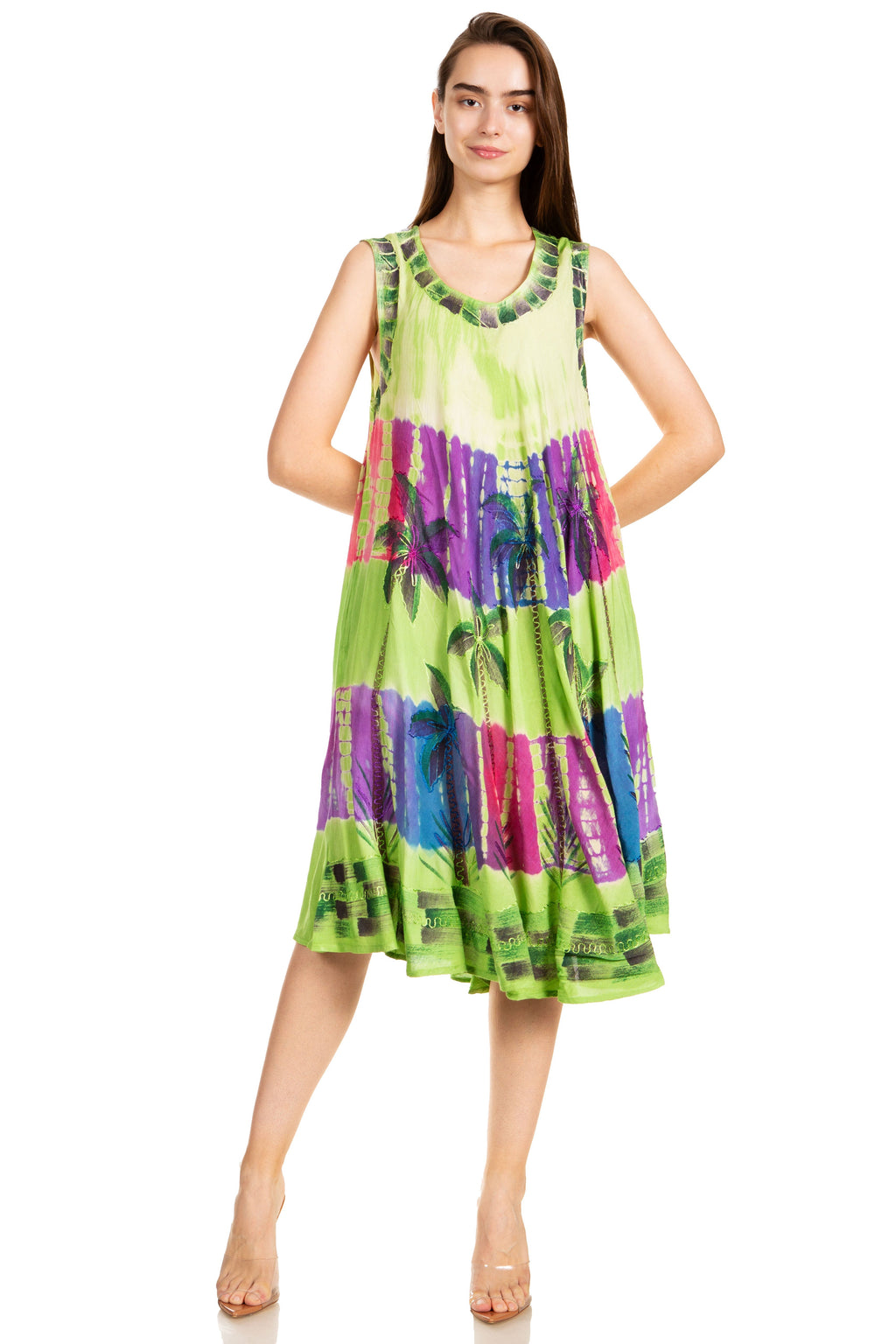 Sakkas Palm Tree Tie Dye Caftan Dress / Cover Up