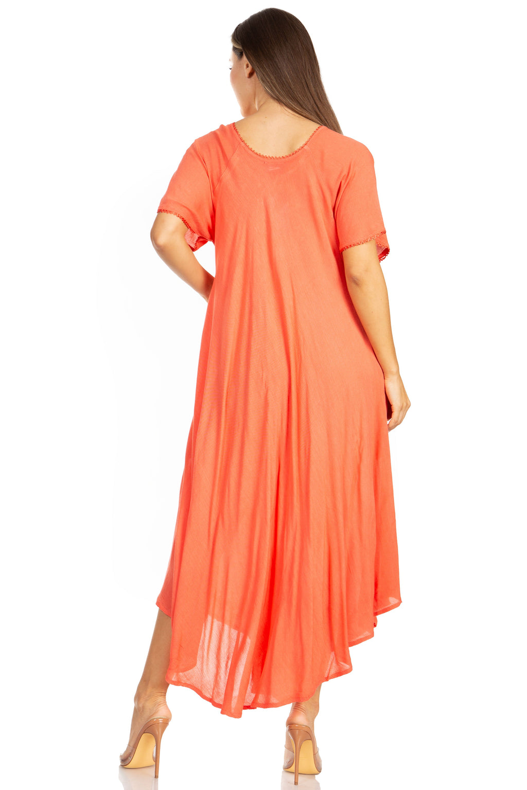 Sakkas Lilia Embroidered Lace Up Bodice Relaxed Fit  Maxi Sun Dress