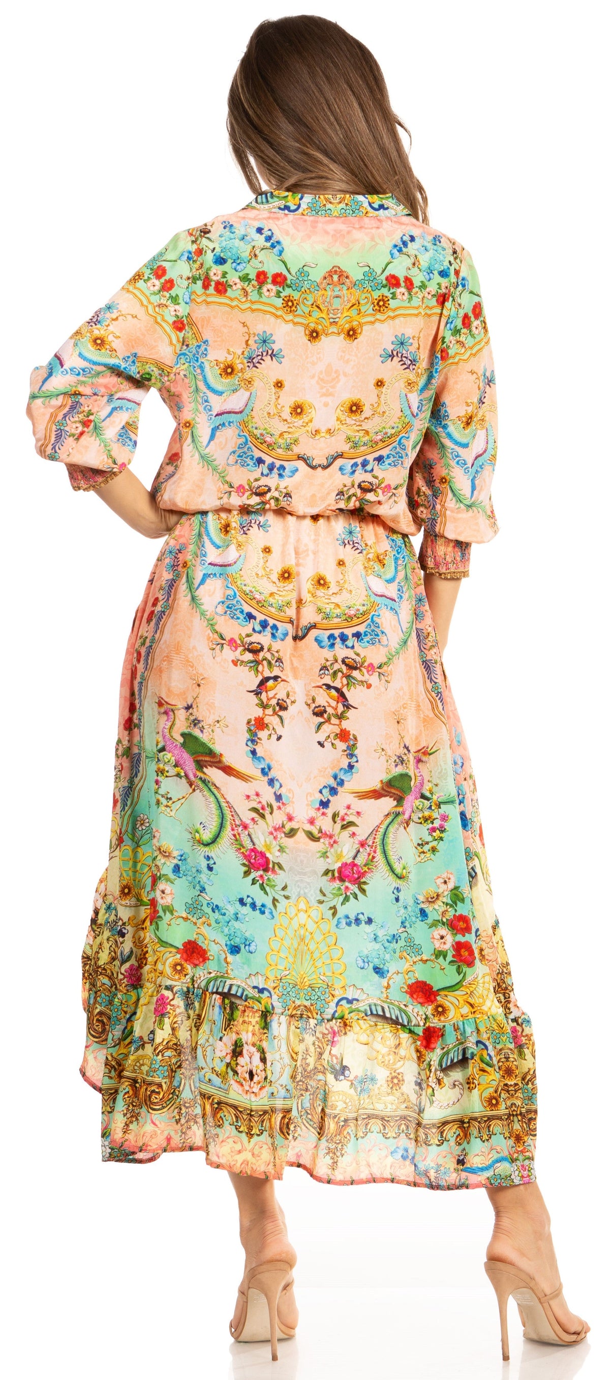 Sakkas Andreas Women's Maxi Dress with Ruffles and Buttons