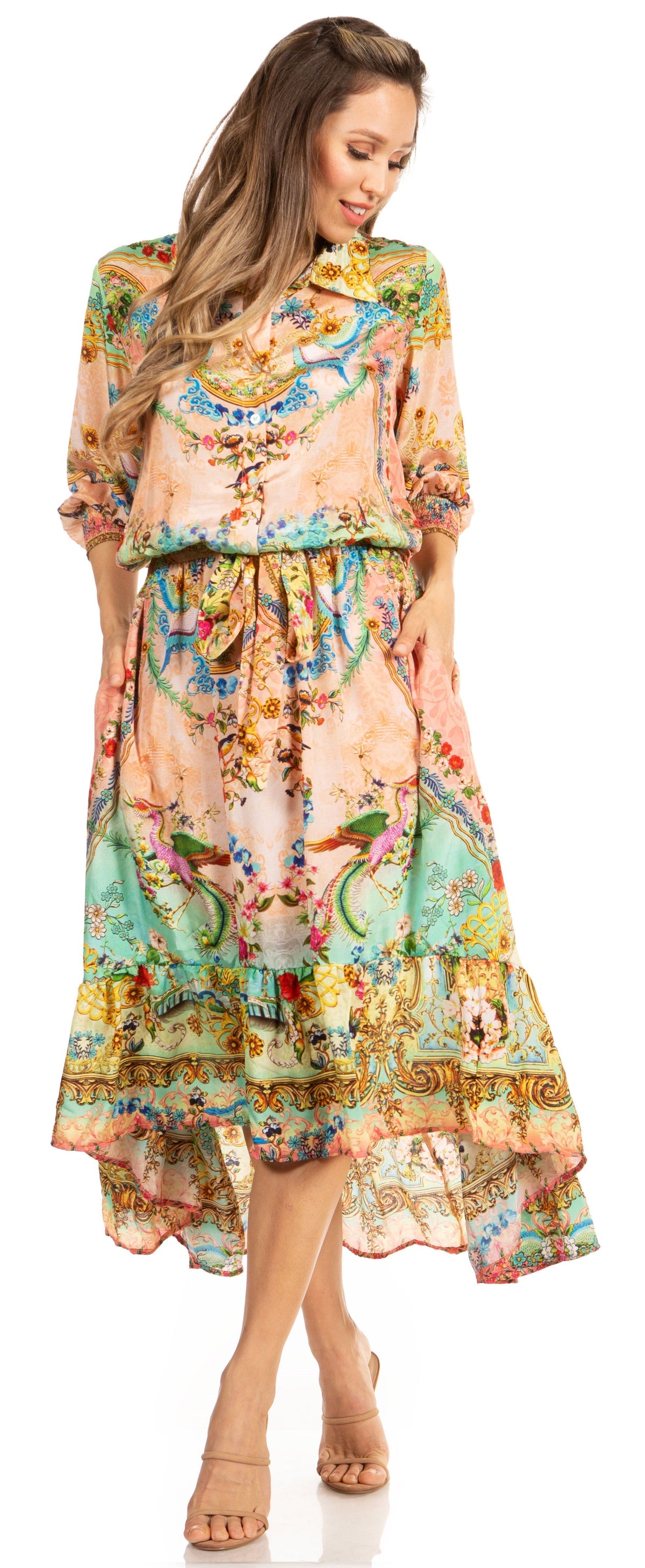 Sakkas Andreas Women's Maxi Dress with Ruffles and Buttons