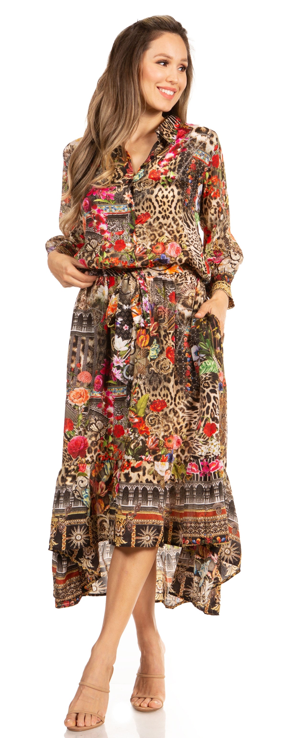 Sakkas Andreas Women's Maxi Dress with Ruffles and Buttons
