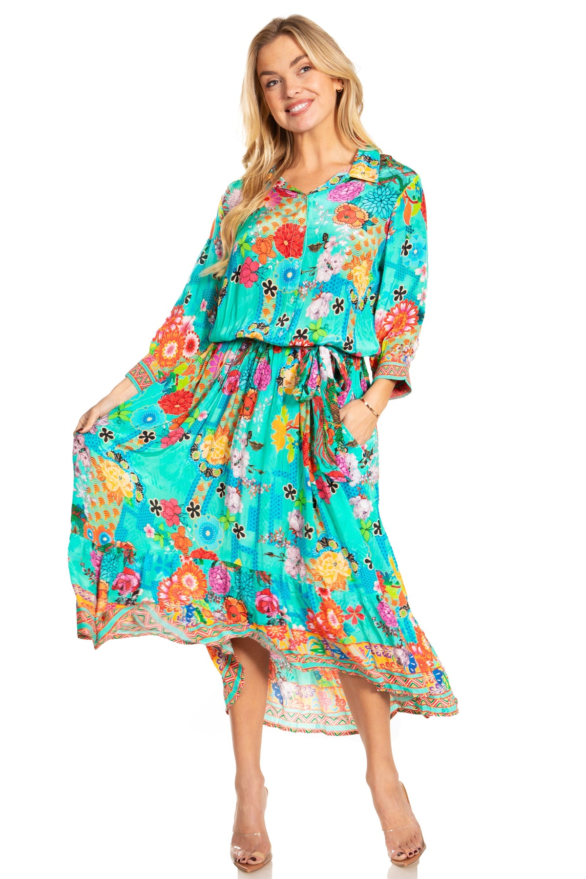 Sakkas Andreas Women's Maxi Dress with Ruffles and Buttons