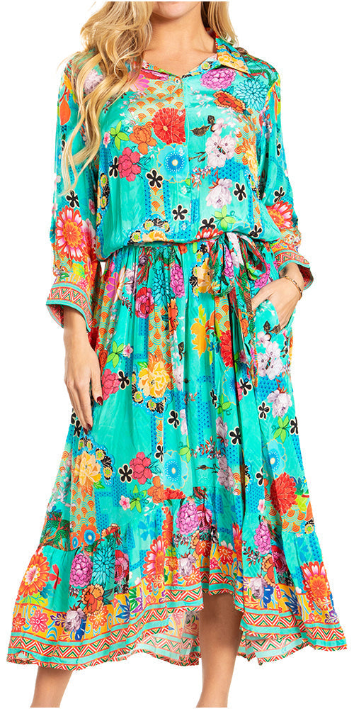 Sakkas Andreas Women's Maxi Dress with Ruffles and Buttons