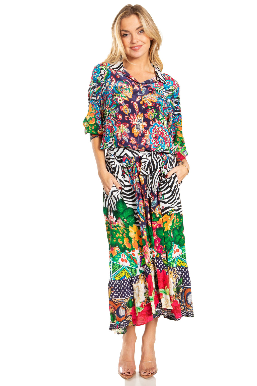 Sakkas Andreas Women's Maxi Dress with Ruffles and Buttons