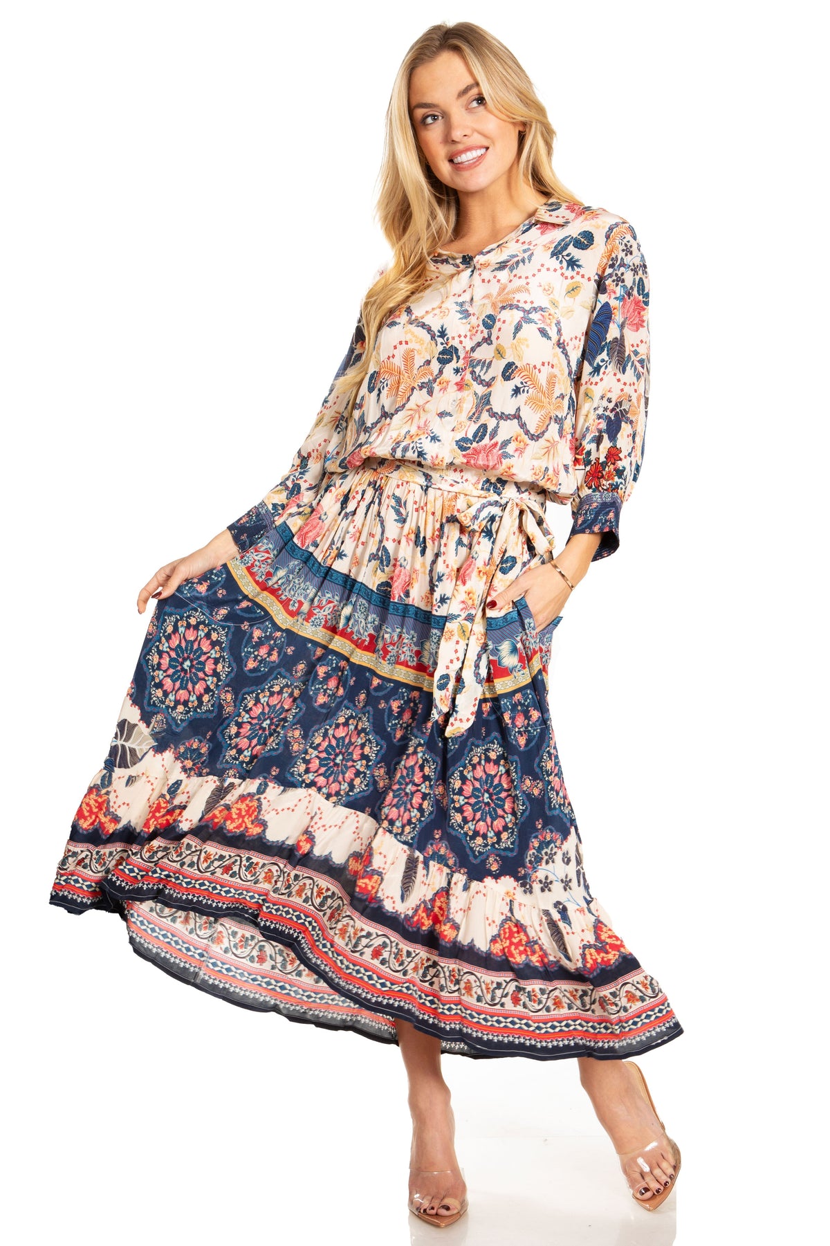Sakkas Andreas Women's Maxi Dress with Ruffles and Buttons