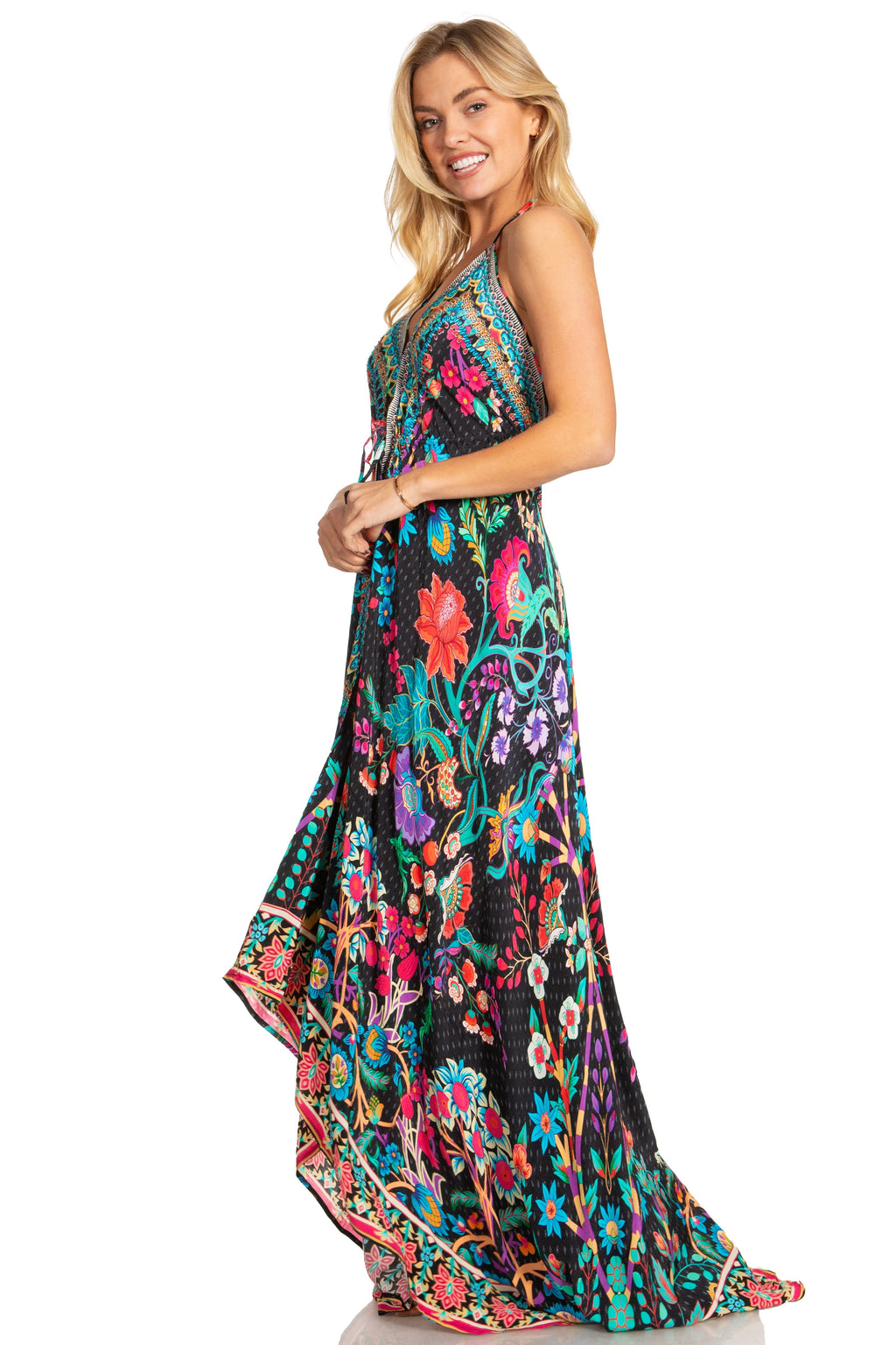 Sakkas Lizi 2025 Womens Maxi High-low Halter Handkerchief Long Dress Beach Party