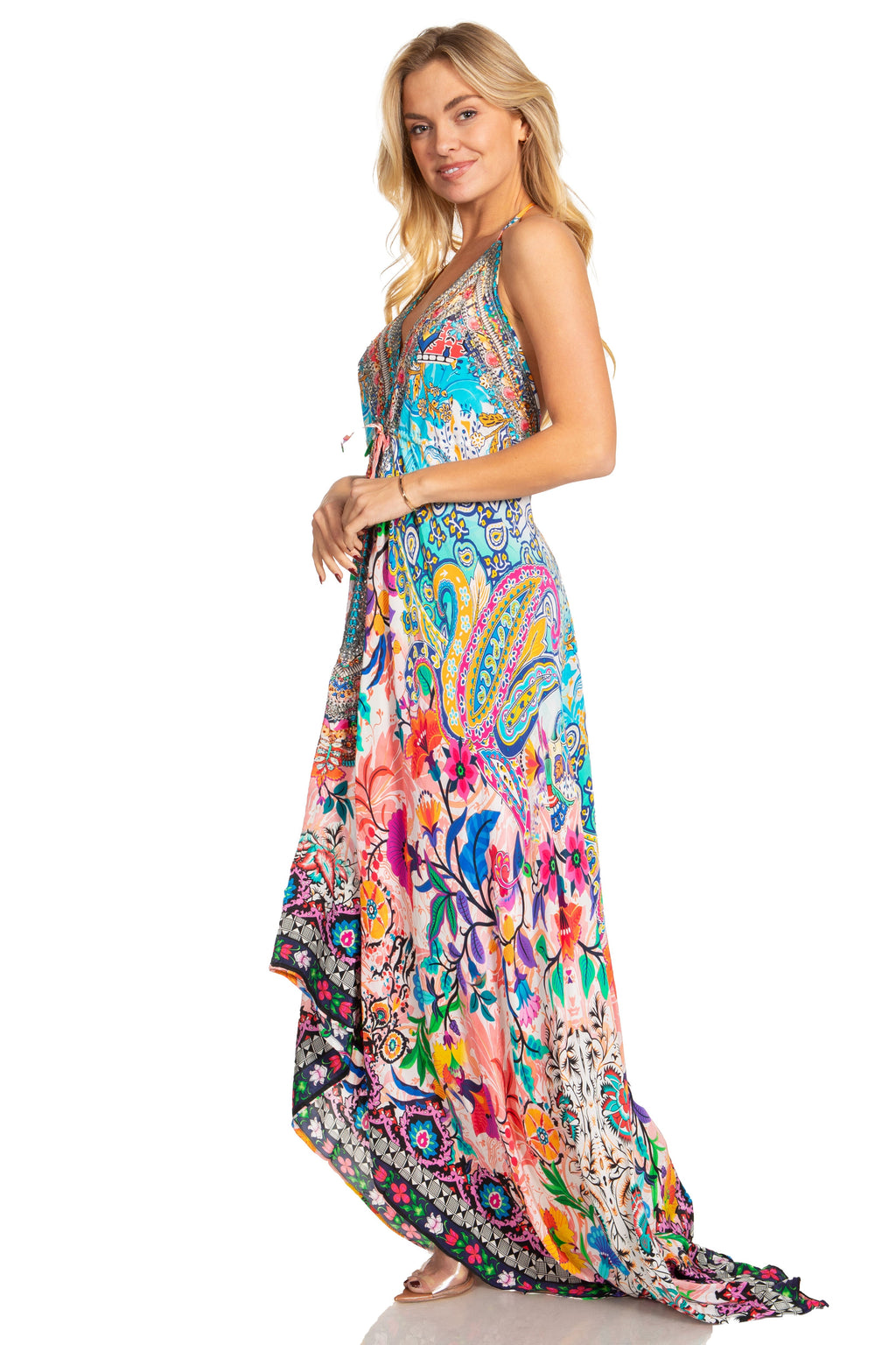 Sakkas Lizi 2025 Womens Maxi High-low Halter Handkerchief Long Dress Beach Party