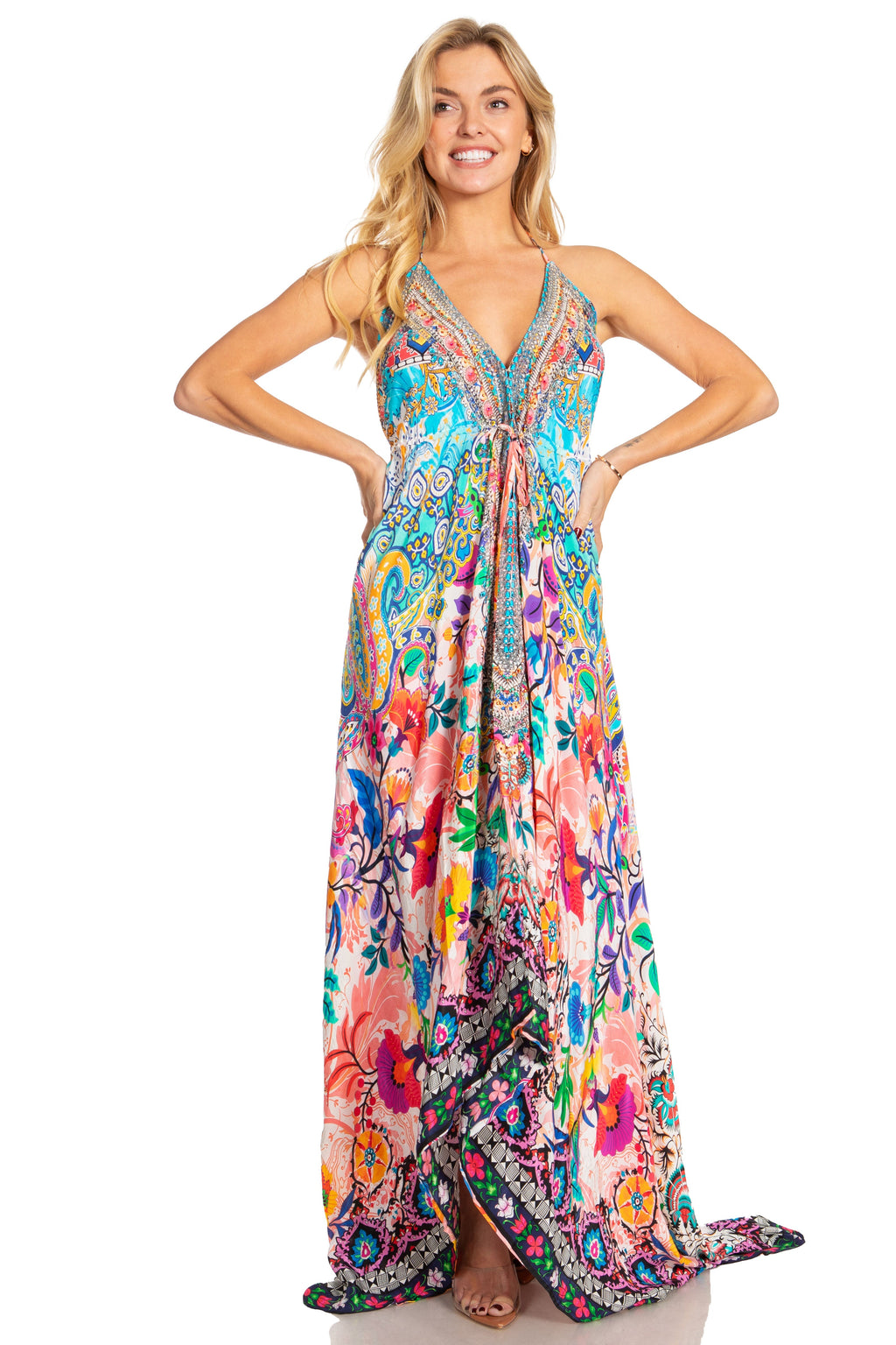 Sakkas Lizi 2025 Womens Maxi High-low Halter Handkerchief Long Dress Beach Party