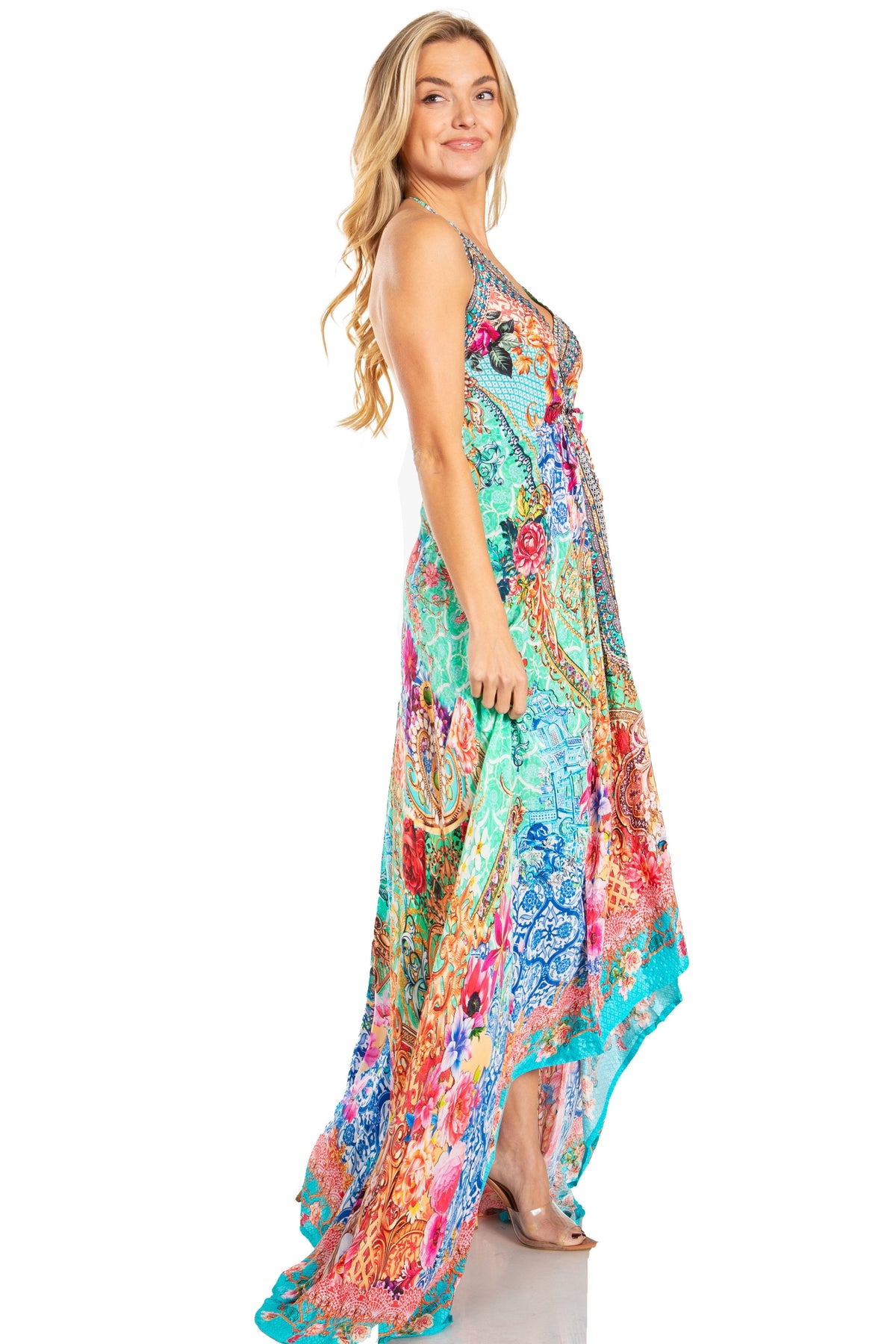 Sakkas Lizi 2025 Womens Maxi High-low Halter Handkerchief Long Dress Beach Party
