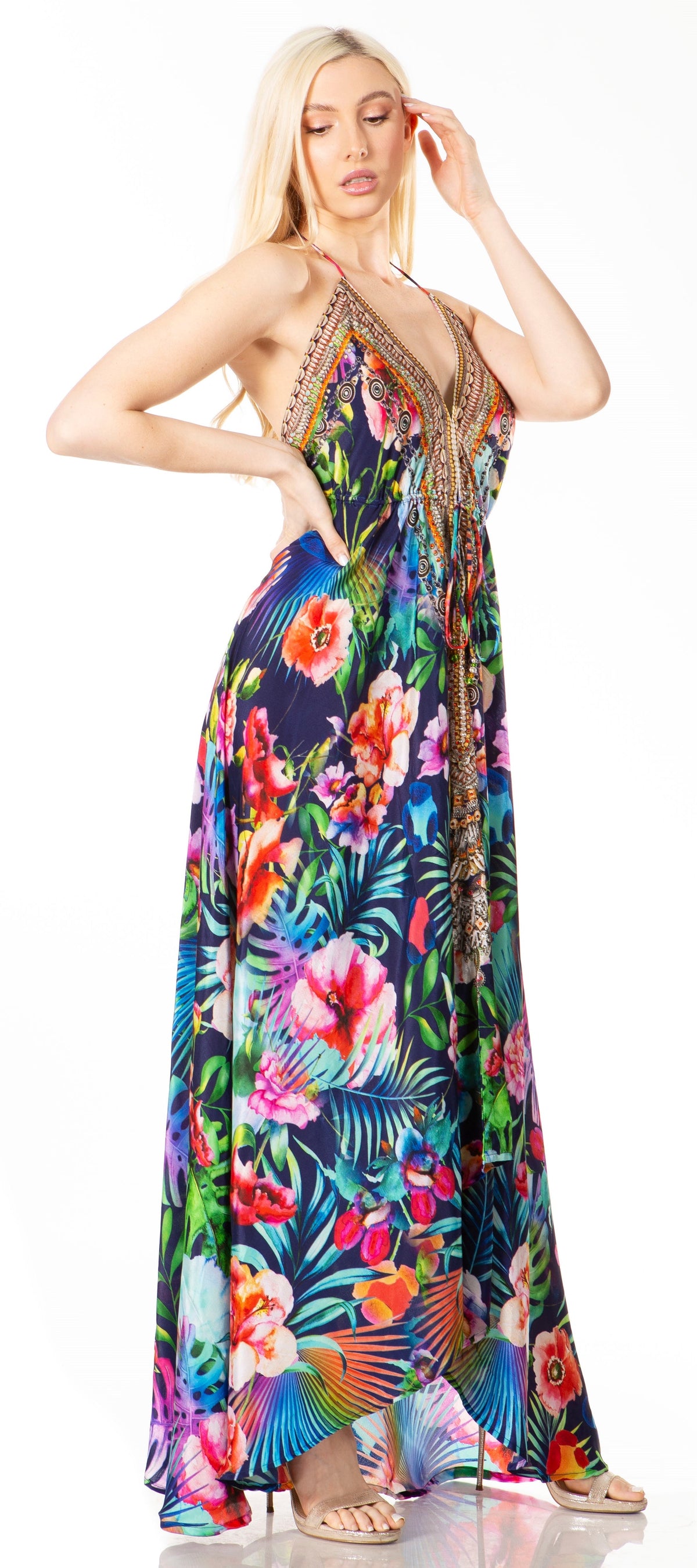 Sakkas Lizi 2 Women's High-Low Halter Maxi Dress for Beach and Vacation Parties