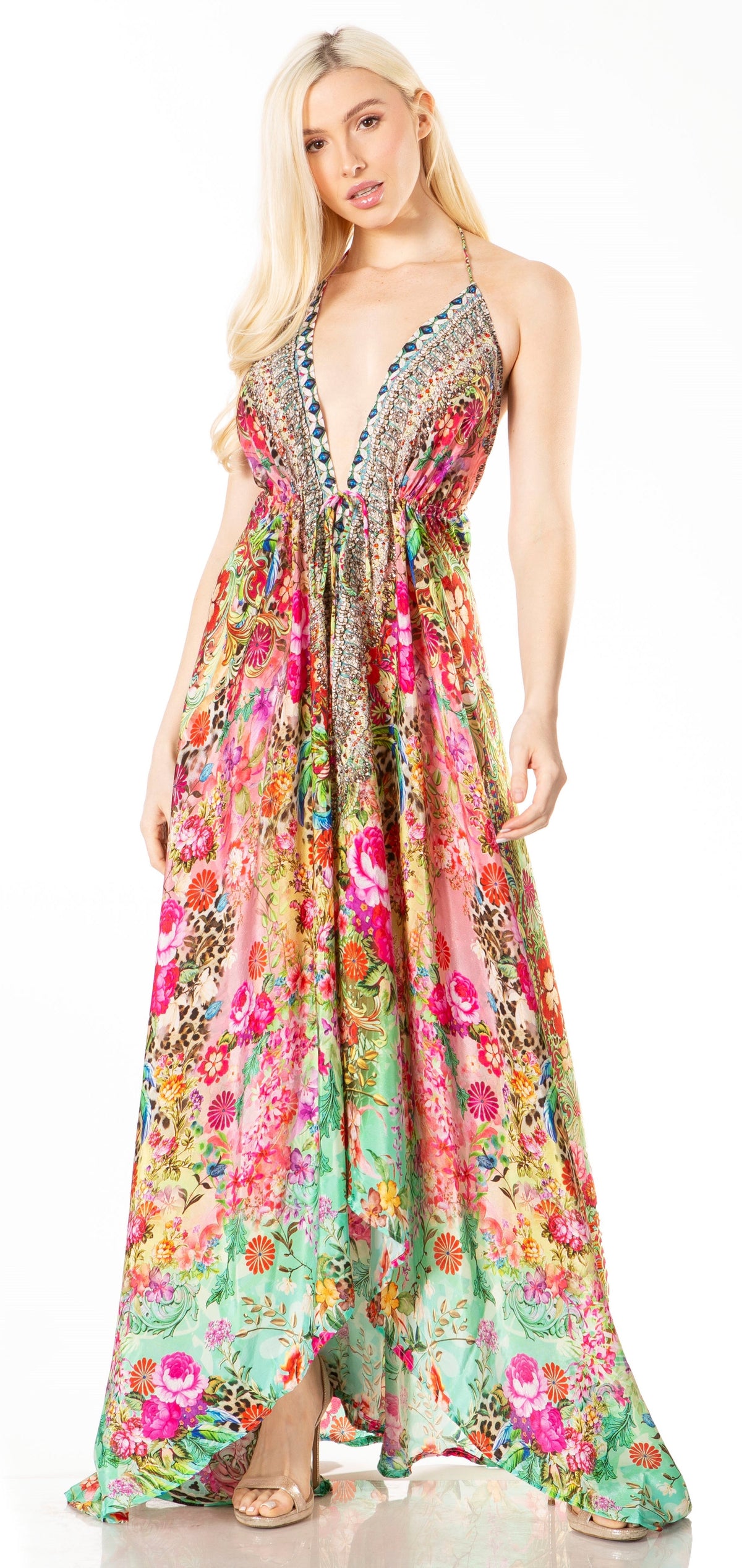 Sakkas Lizi 2 Women's High-Low Halter Maxi Dress for Beach and Vacation Parties