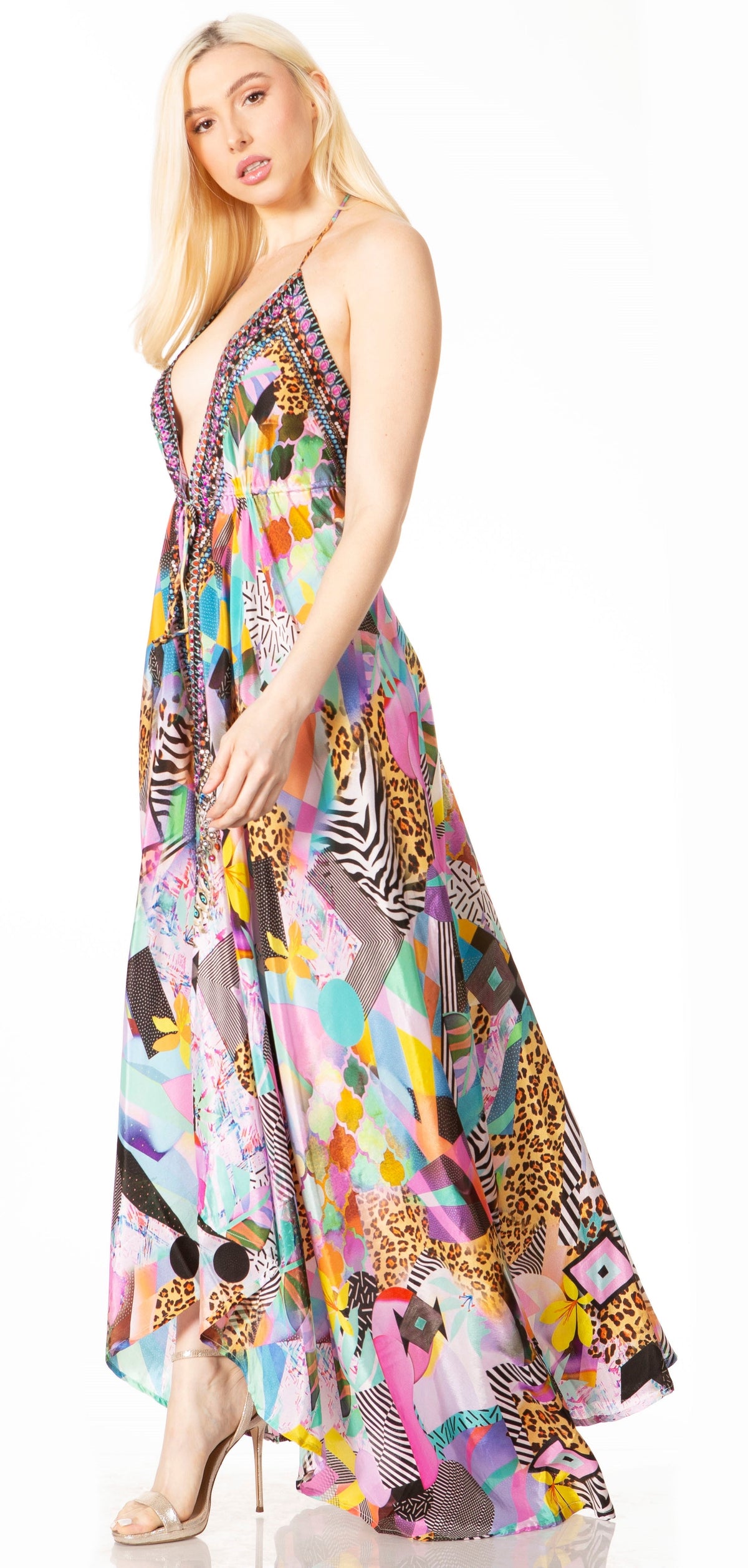 Sakkas Lizi 2 Women's High-Low Halter Maxi Dress for Beach and Vacation Parties