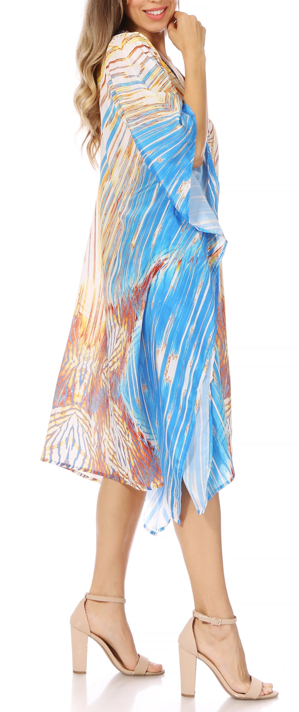 Sakkas MiuMiu Ligthweight Summer Printed Short Caftan Dress / Cover Up