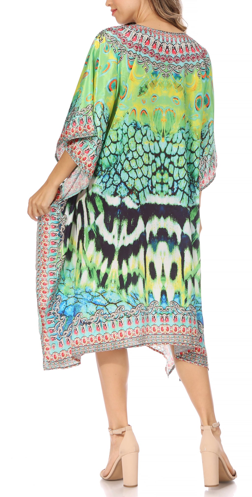 Sakkas MiuMiu Ligthweight Summer Printed Short Caftan Dress / Cover Up