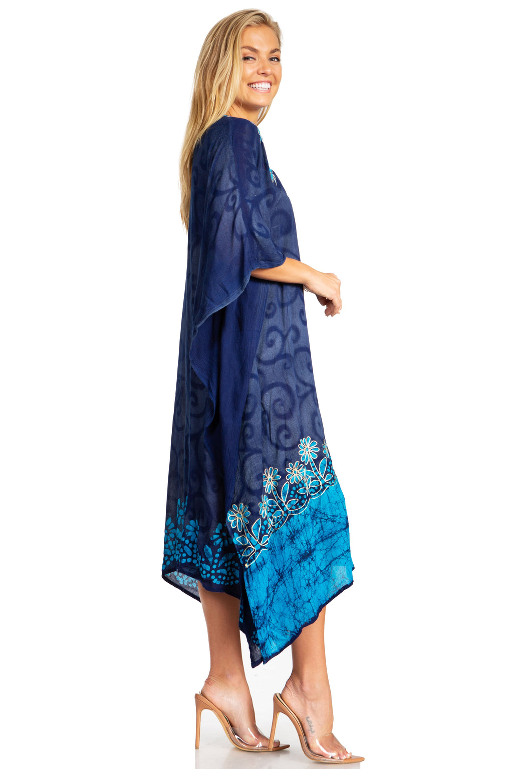 Sakkas Clementine Women's Tie Dye Caftan Dress/Cover Up Beach Kaftan Boho Summer