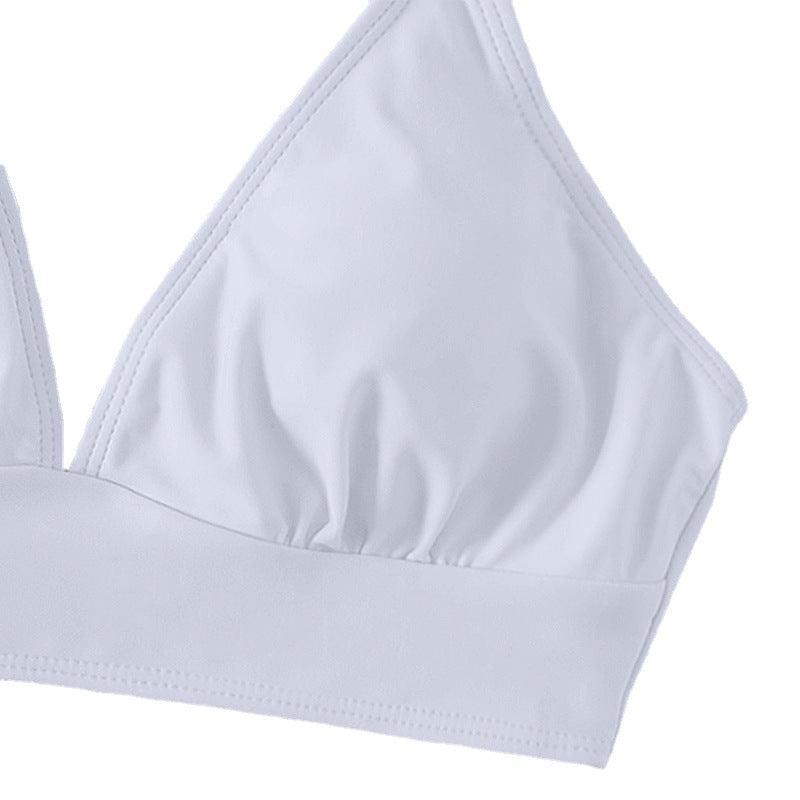 Solid Color Butterfly Pleated Swimwear Beach Swimwear One-Piece Top