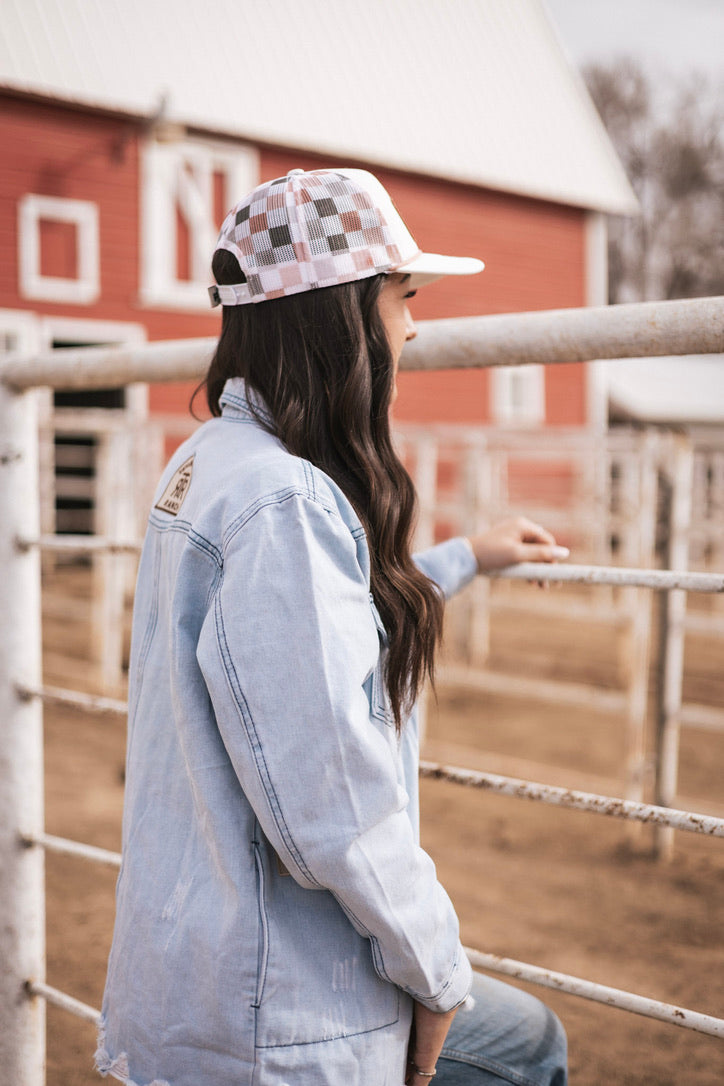 PUT IT ON MY COWBOY'S TAB // Embroidered Patch on Checkered Hat