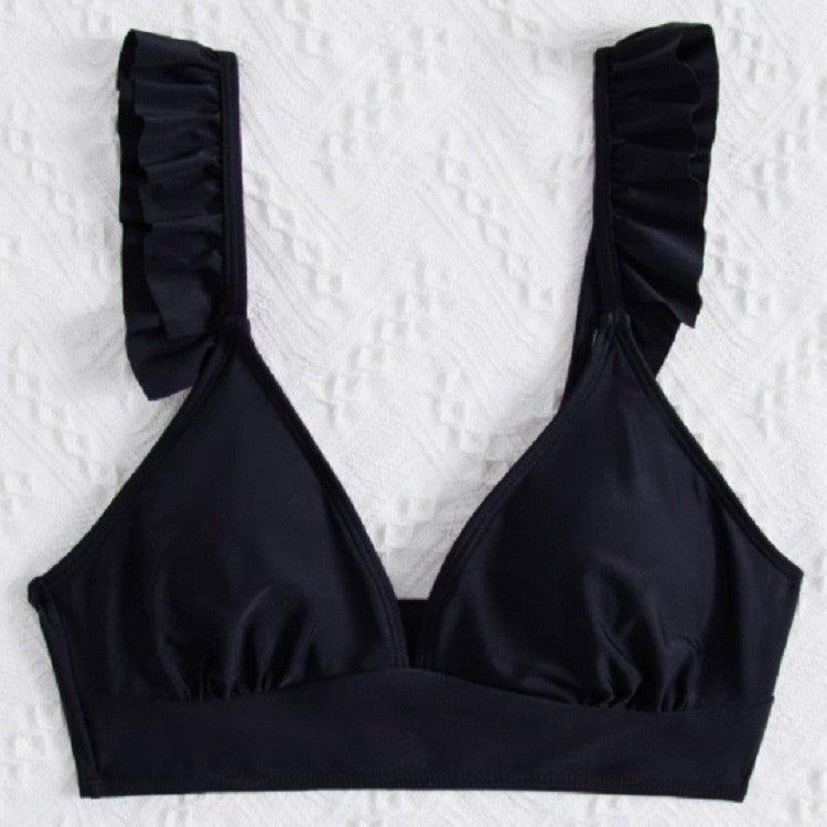 Solid Color Butterfly Pleated Swimwear Beach Swimwear One-Piece Top
