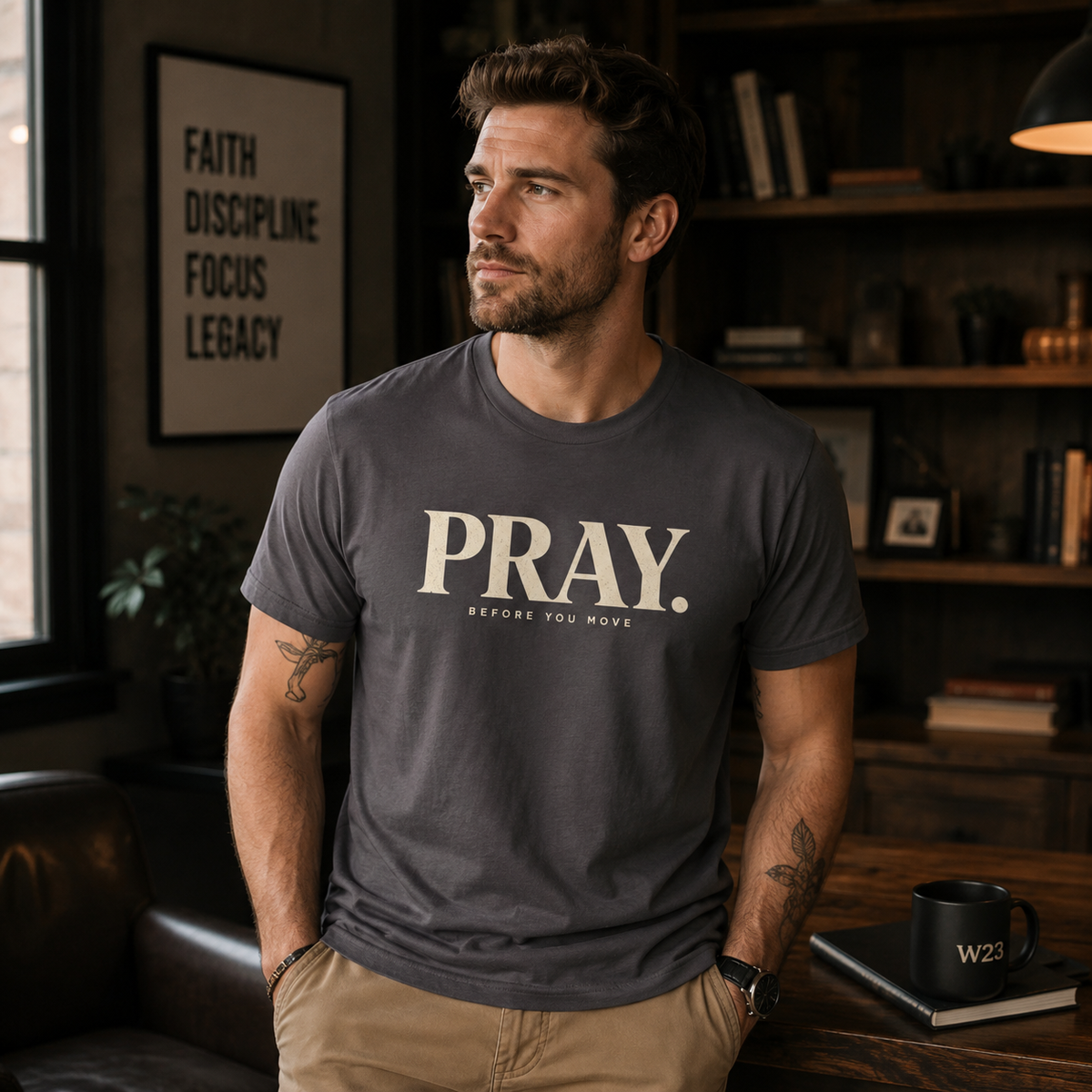 PRAY. Graphic Tee — "Pray Before You Rise" Inspirational Christian T‑Shirt