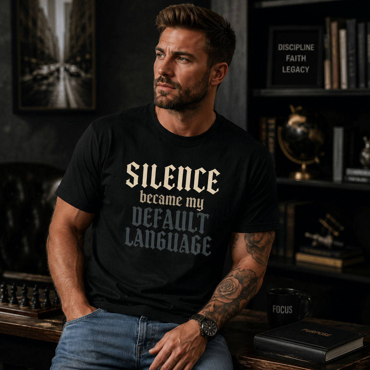 Silence Became My Default Language — Gothic Quote Tee