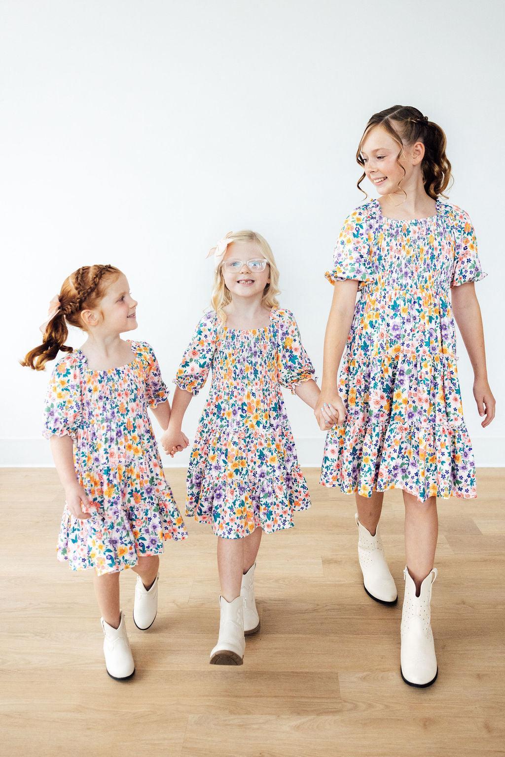 Garden Groove Smocked Ruffle Dress
