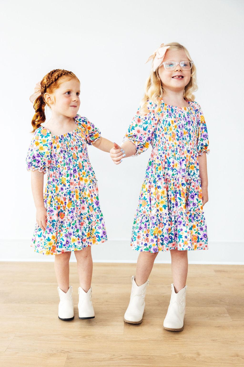 Garden Groove Smocked Ruffle Dress