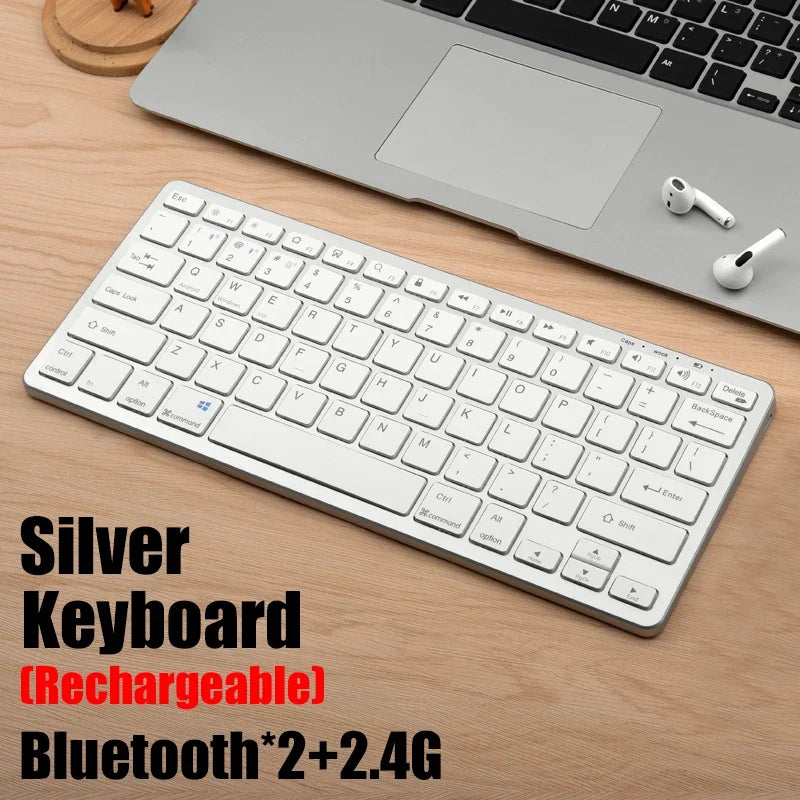 GOOJODOQ KM02™ Wireless Mini Keyboard & Mouse Combo – Bluetooth 5.2 & 2.4G Tri-Mode, 78 Keys, Multi-Device, Rechargeable, Multimedia, Android/Windows/Mac/iOS | FlipStylez LLC®