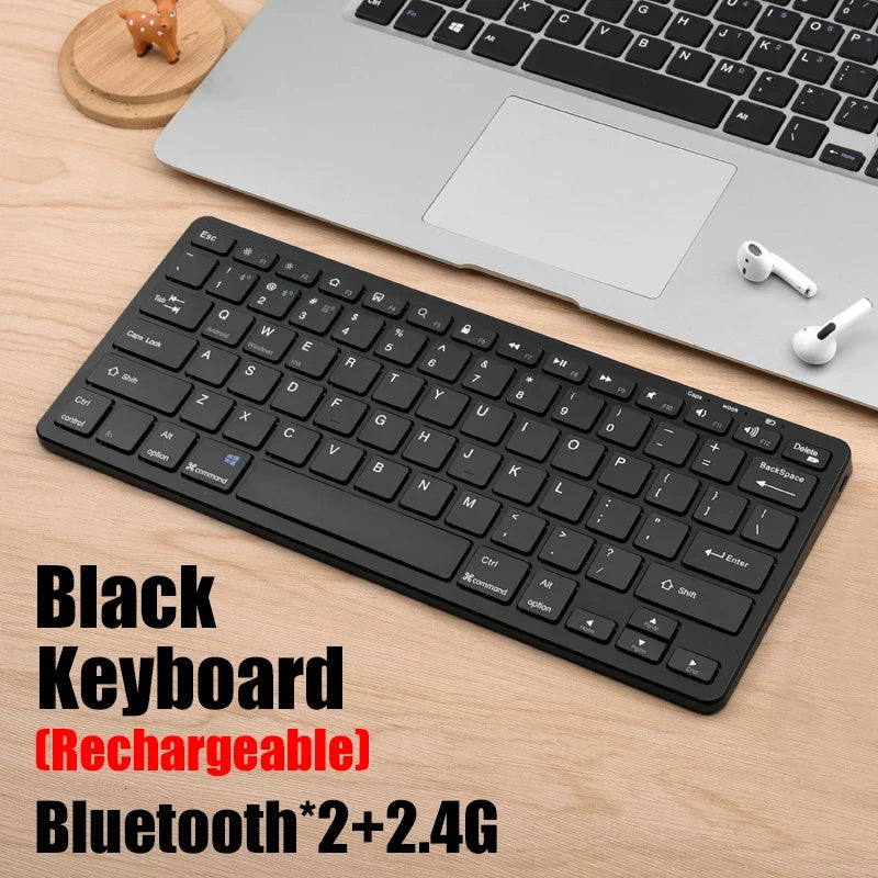 GOOJODOQ KM02™ Wireless Mini Keyboard & Mouse Combo – Bluetooth 5.2 & 2.4G Tri-Mode, 78 Keys, Multi-Device, Rechargeable, Multimedia, Android/Windows/Mac/iOS | FlipStylez LLC®