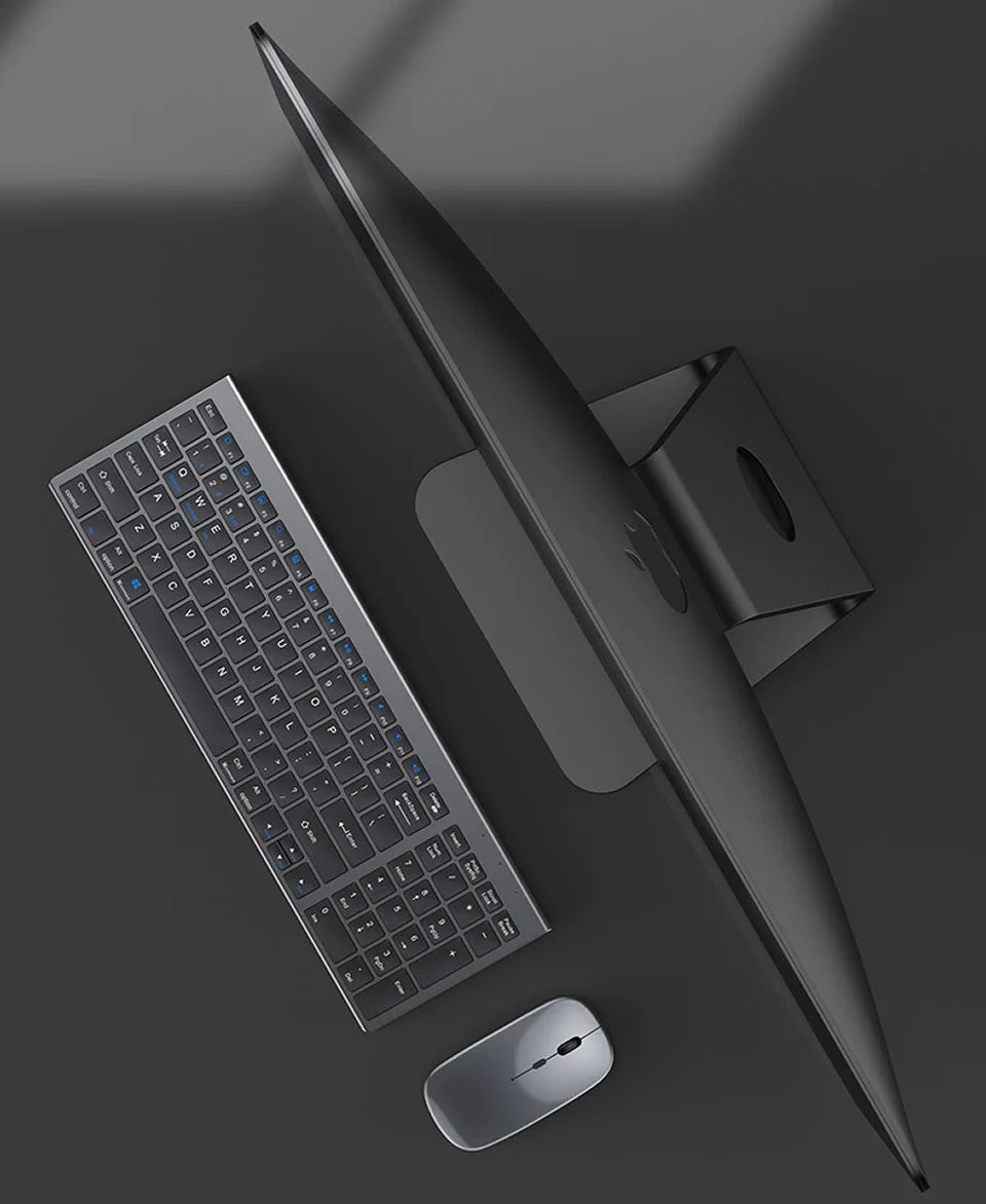 HKXA™ Bluetooth 5.0 & 2.4G Wireless Keyboard & Mouse Combo – 98 Keys, Tri-Mode, Rechargeable, Multi-Device, 200H Battery, Auto Sleep, Multi-Language, Black, Silver, Gray & Blue | FlipStylez LLC®