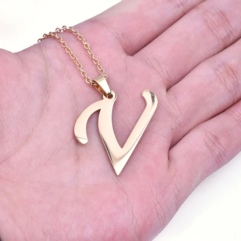26 Letters Necklace Stainless Steel Initial Necklaces Pendant Big