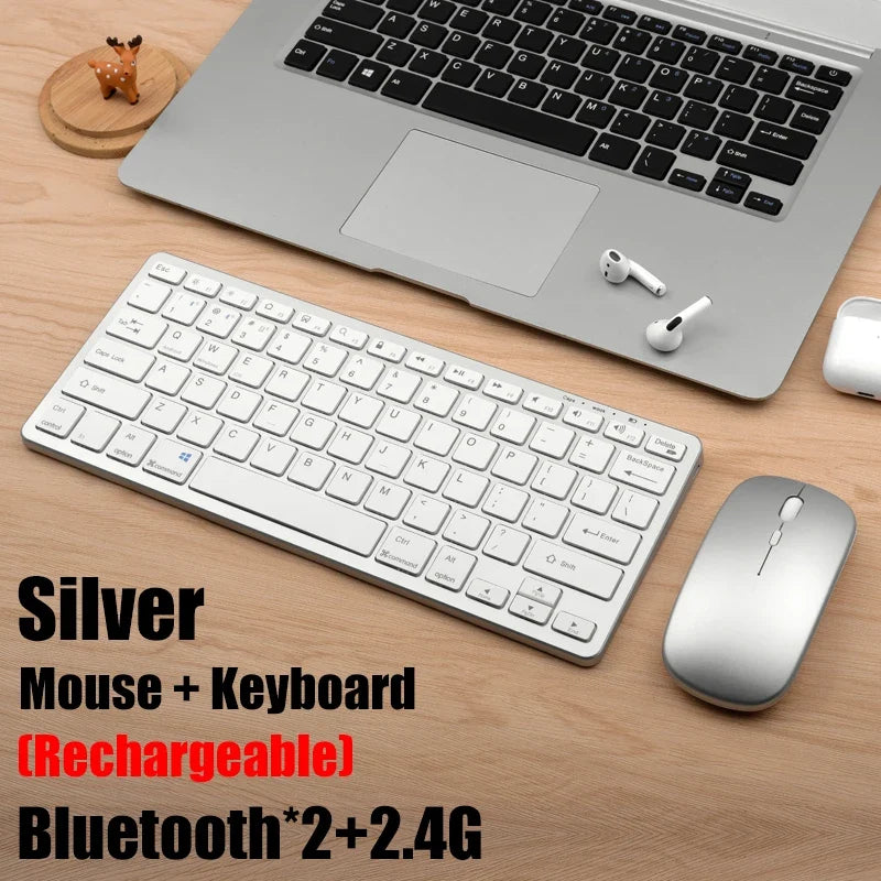 GOOJODOQ KM02™ Wireless Mini Keyboard & Mouse Combo – Bluetooth 5.2 & 2.4G Tri-Mode, 78 Keys, Multi-Device, Rechargeable, Multimedia, Android/Windows/Mac/iOS | FlipStylez LLC®