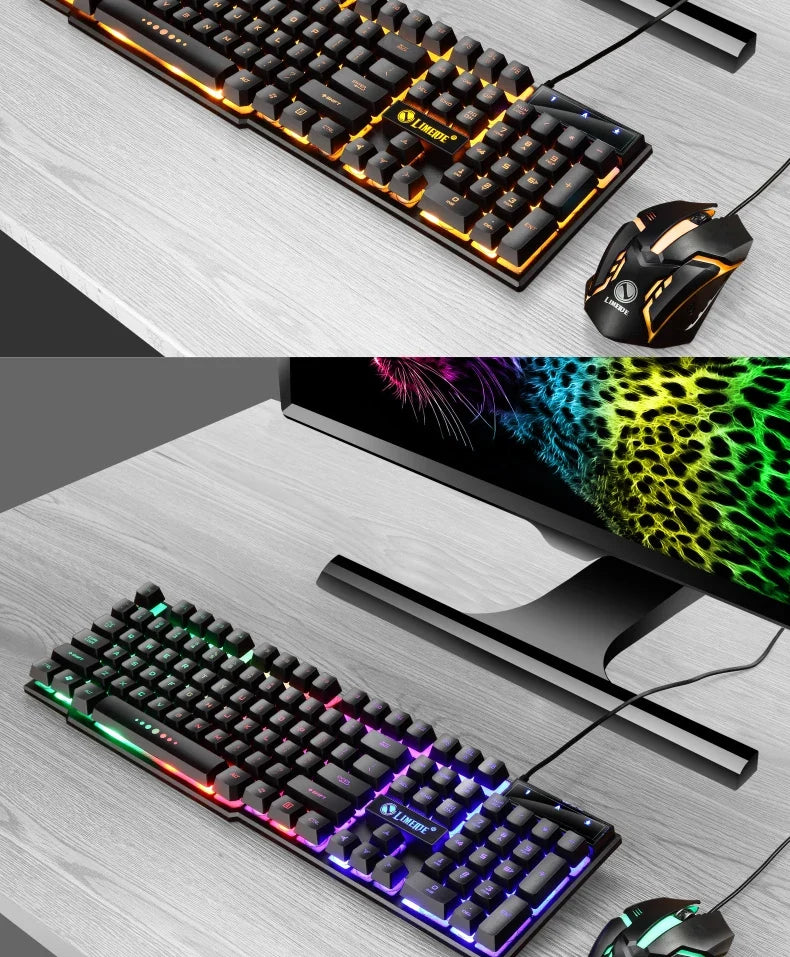GTX300™ Wired RGB Gaming Keyboard & Mouse Combo – Rainbow LED Backlit, 104 Keys | FlipStylez LLC®