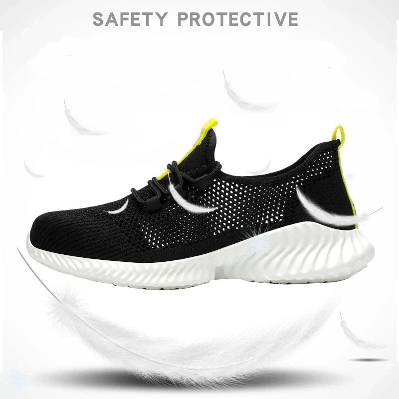 Work Boots Breathable Safety Shoes Men's Lightweight Summer Anti-Smashing Piercing Work Sandals Protective Single Mesh Sneaker