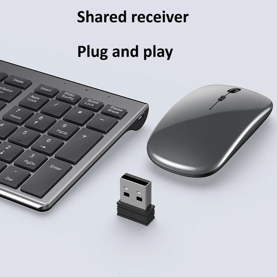 HKXA™ Bluetooth 5.0 & 2.4G Wireless Keyboard & Mouse Combo – 98 Keys, Tri-Mode, Rechargeable, Multi-Device, 200H Battery, Auto Sleep, Multi-Language, Black, Silver, Gray & Blue | FlipStylez LLC®