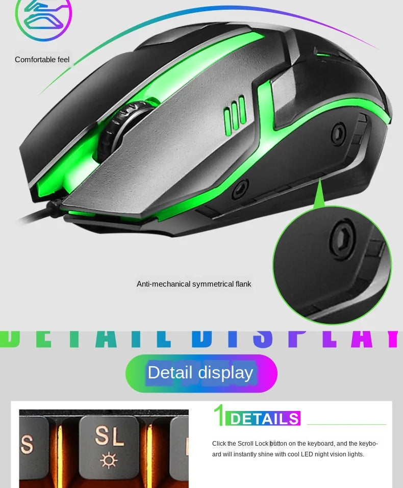 GTX300™ Wired RGB Gaming Keyboard & Mouse Combo – Rainbow LED Backlit, 104 Keys | FlipStylez LLC®