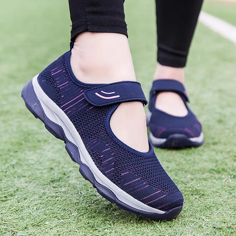 Summer Fashion Women Flat Platform Shoes Woman Breathable Mesh Casual