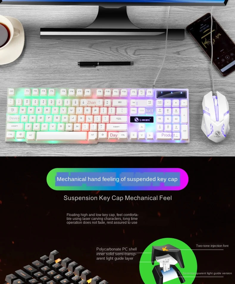 GTX300™ Wired RGB Gaming Keyboard & Mouse Combo – Rainbow LED Backlit, 104 Keys | FlipStylez LLC®