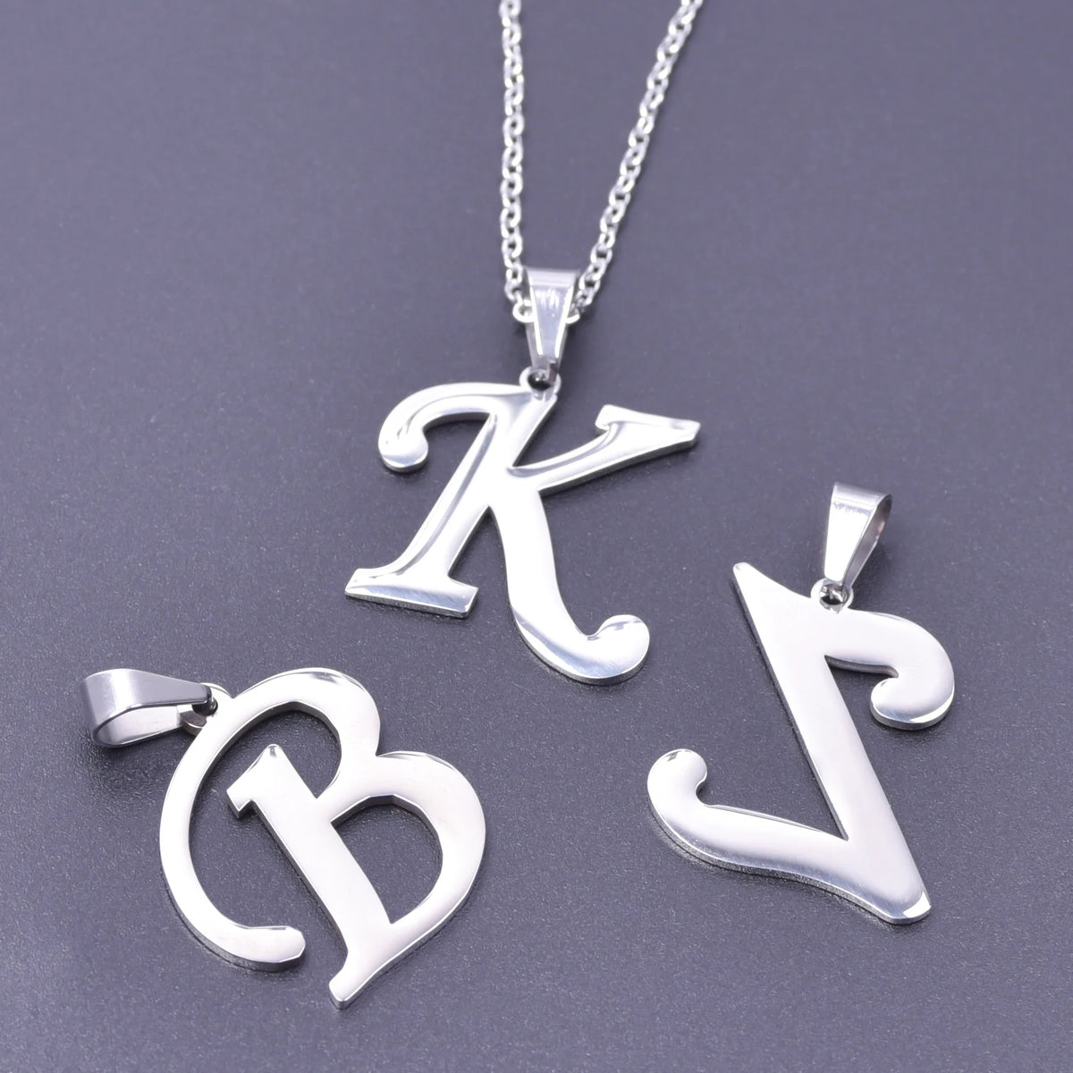 26 Letters Necklace Stainless Steel Initial Necklaces Pendant Big