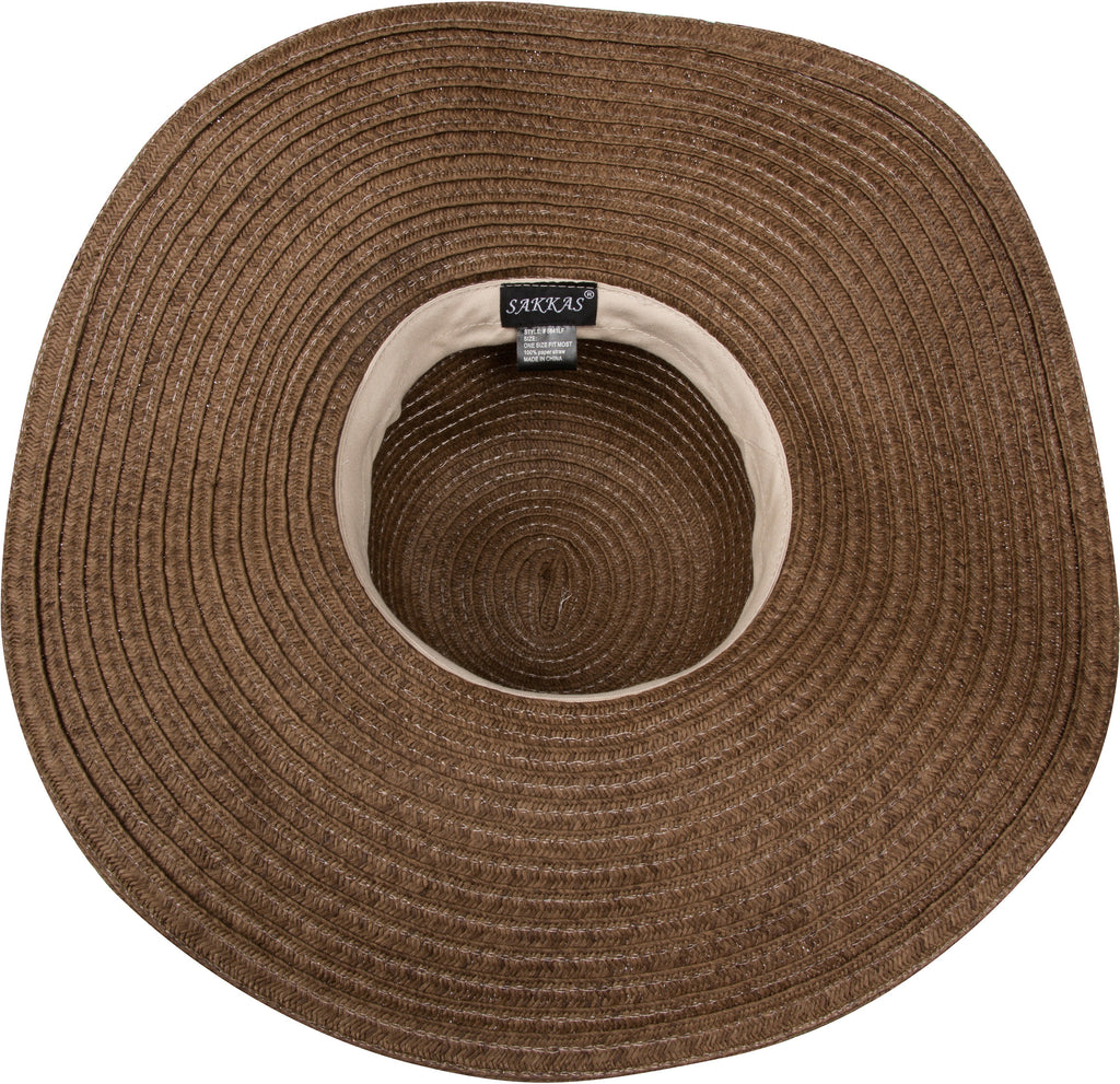 Sakkas Daisy UPF 50+ 100% Paper Straw Flower Accent Wide Brim Floppy Hat